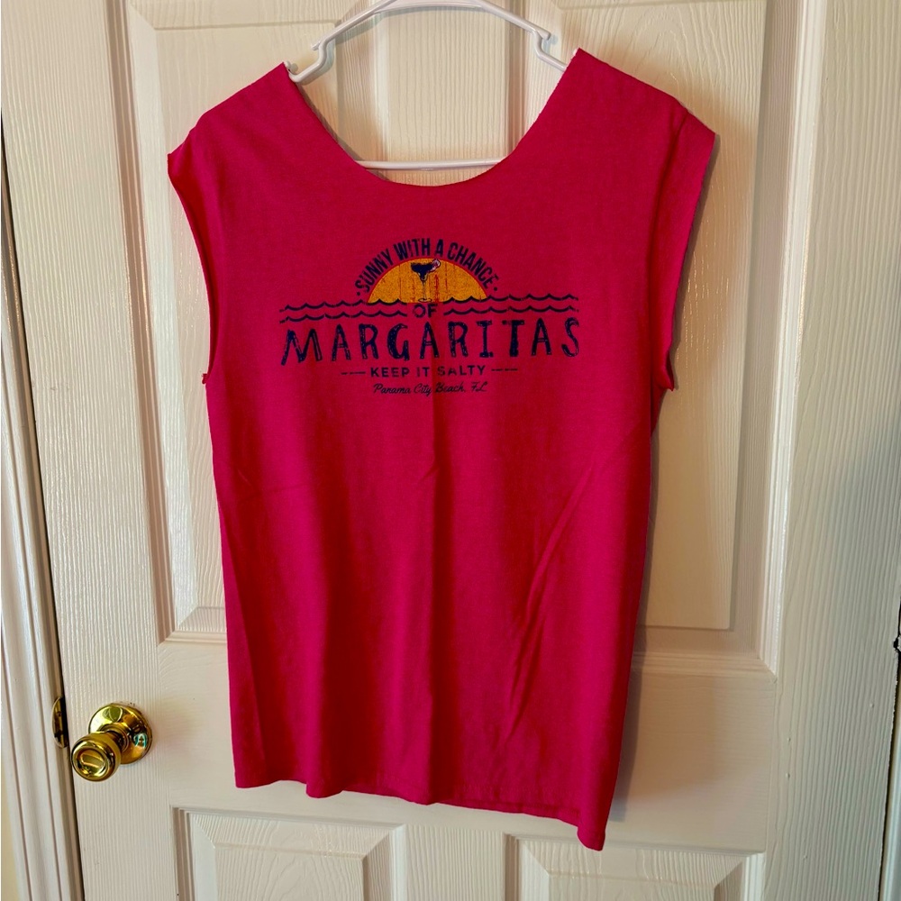 Sunny w a chance of Margaritas PCB Florida T-shirt custom cut pink yellow blue